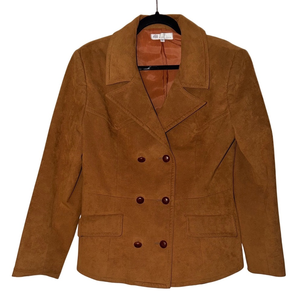 ABR New York Vintage Brown Suede Double Breasted Blazer Jacket 12